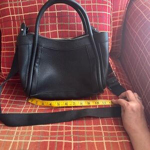 Elegant Black Vegan Leather Handbag with removable crossbody strap